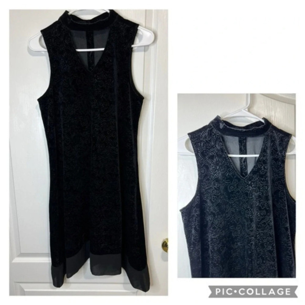 Altar'd State Black Embossed Velvet Choker Neck Tank Goth Grunge Dress size S